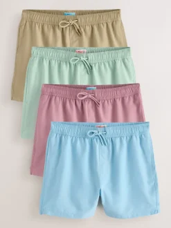 Neutral/Green/Pink/Light Blue Essential Swim Shorts 4 Pack