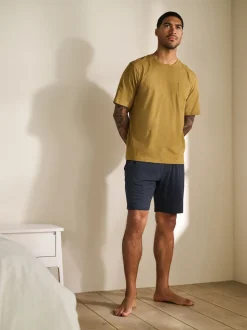 Neutral/Khaki Green Jersey Short Pyjamas Set 2 Pack