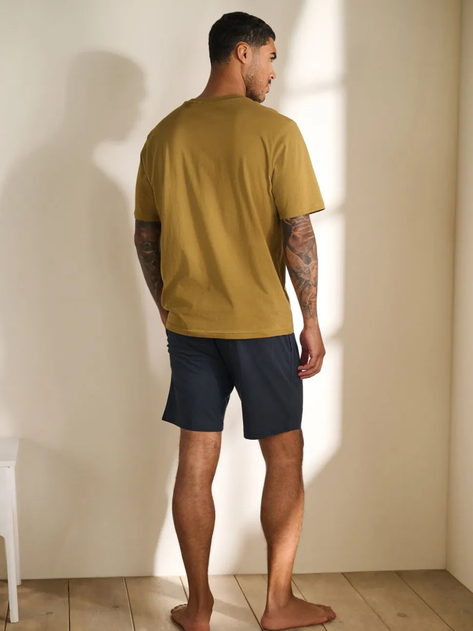 Neutral/Khaki Green Jersey Short Pyjamas Set 2 Pack