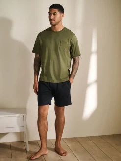Neutral/Khaki Green Jersey Short Pyjamas Set 2 Pack