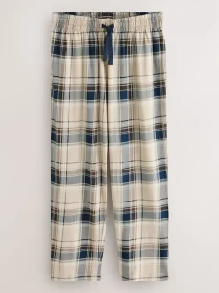Neutral/Navy Check Jersey Short Sleeve Pyjamas Set 2 Pack