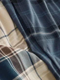Neutral/Navy Check Jersey Short Sleeve Pyjamas Set 2 Pack