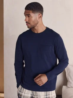 Neutral/Navy Check Jersey Short Sleeve Pyjamas Set 2 Pack