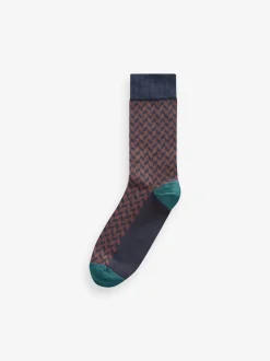 Neutral/Navy Pattern Smart Socks 5 Pack