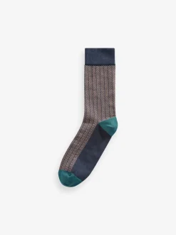 Neutral/Navy Pattern Smart Socks 5 Pack