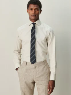 Neutral/Navy Stripe Regular Fit Shirt Tie and Pin Set