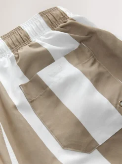 Neutral/White Stripe Swim Shorts