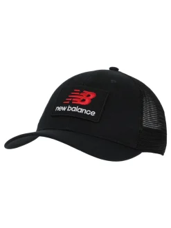 New Balance Black Stacked Patch Logo Trucker 100% Cotton Hat