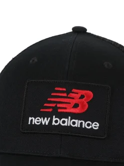 New Balance Black Stacked Patch Logo Trucker 100% Cotton Hat