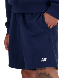 New Balance Navy Mens Essential French Terry 7inch Shorts