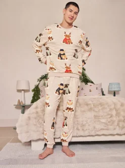 Oatmeal Hamish The Highland Cow Matching Family Christmas Pyjamas