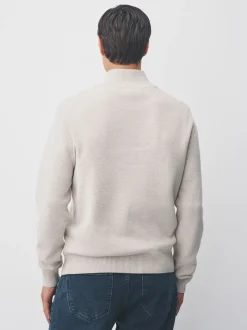 Oatmeal Plain N.Premium Regular Fit 100% Cotton Premium Quarter Zip Jumper