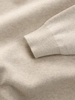 Oatmeal Plain N.Premium Regular Fit 100% Cotton Premium Quarter Zip Jumper