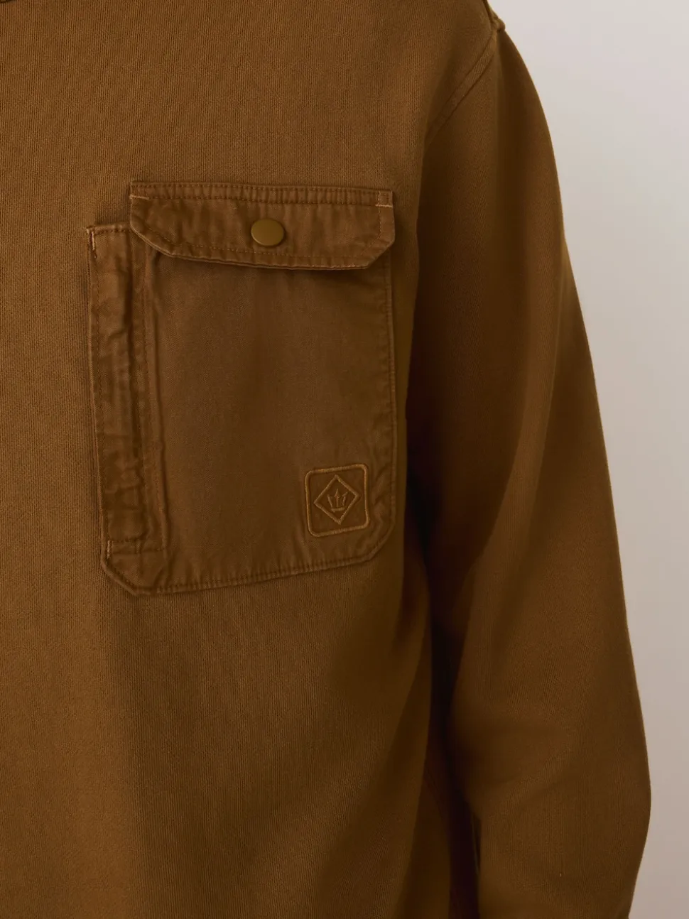 Ochre Yellow Garment Washed Utility Crew Neck Sweatshirt