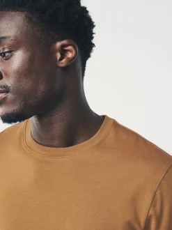 Ochre Yellow Regular Fit Essential Crew Neck Cotton T-Shirt
