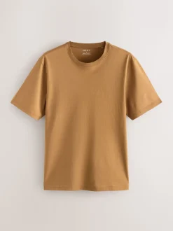 Ochre Yellow Regular Fit Essential Crew Neck Cotton T-Shirt