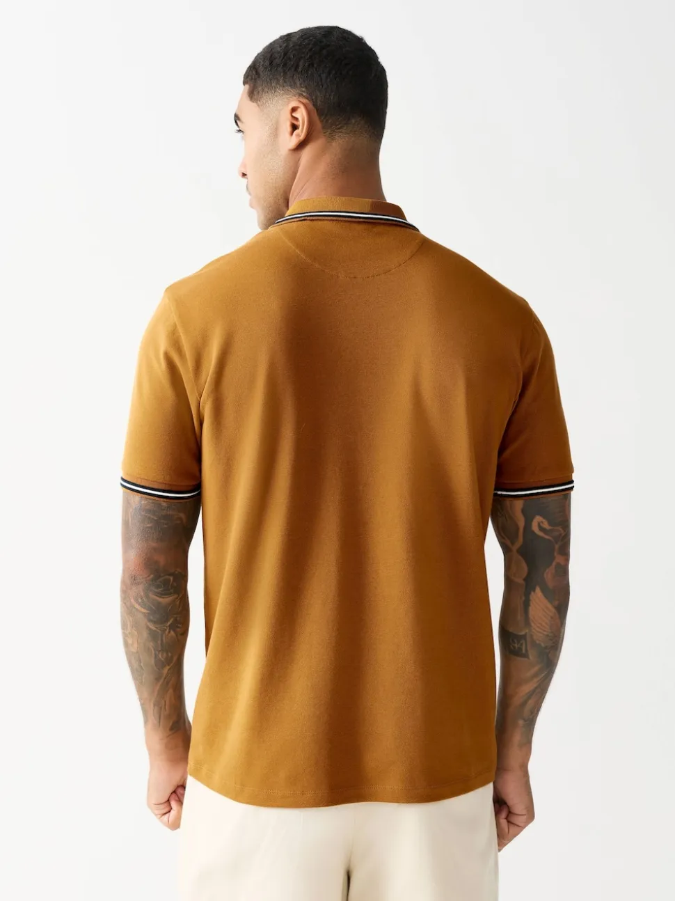 Ochre Yellow Regular Fit Short Sleeve Tipped Polo Shirt