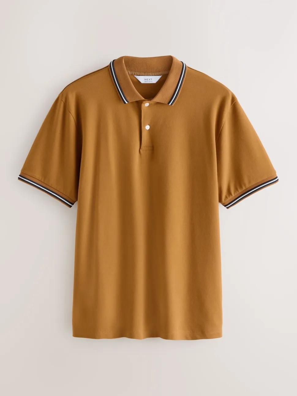Ochre Yellow Regular Fit Short Sleeve Tipped Polo Shirt