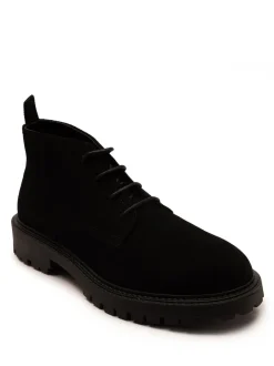 Off The Hook Black Axel Suede Chukka Ankle Lace-Up Black Boots