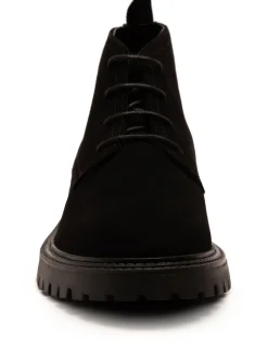 Off The Hook Black Axel Suede Chukka Ankle Lace-Up Black Boots