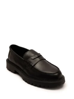 Off The Hook Black Bowie Leather Elevated Loafers