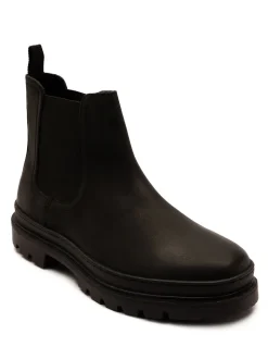 Off The Hook Black Harrison Slip On Chelsea Leather Boots