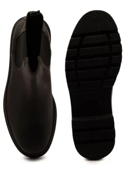 Off The Hook Black Harrison Slip On Chelsea Leather Boots
