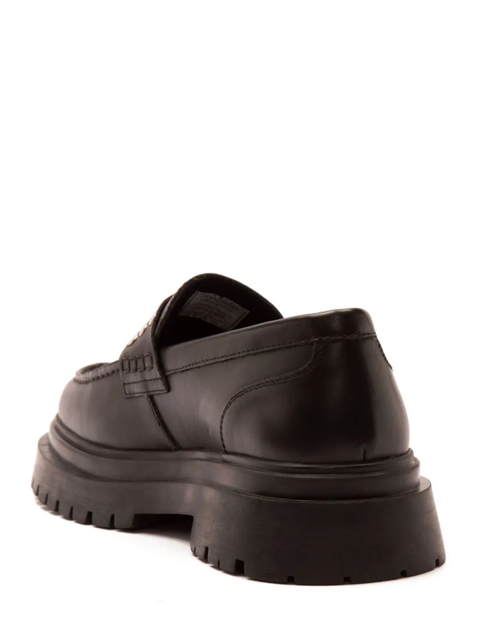 Off The Hook Black Hendrix Leather Studded Penny Loafers with Chunky Sole