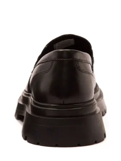 Off The Hook Black Hendrix Leather Studded Penny Loafers with Chunky Sole
