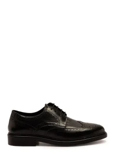 Off The Hook Black Leon Leather Lace-Up Shoes