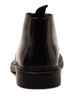 Off The Hook Black Loki Black Leather Lace-Up Boots