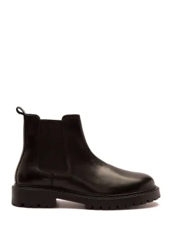 Off The Hook Black Ozzy High Heel Leather Ankle Chelsea Boots