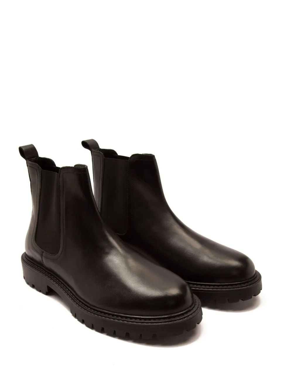 Off The Hook Black Ozzy High Heel Leather Ankle Chelsea Boots