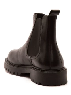 Off The Hook Black Ozzy High Heel Leather Ankle Chelsea Boots