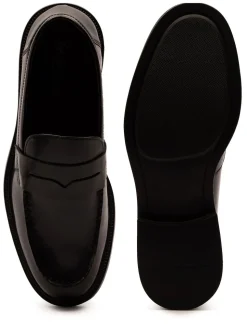 Off The Hook Black Perry Loafer Smooth Leather Shoes