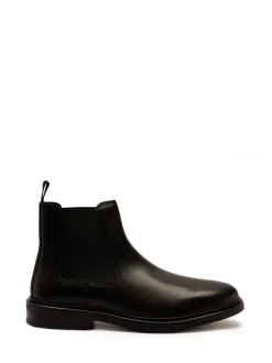 Off The Hook Black Torrance Leather Slip-On Chelsea Boots