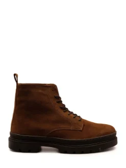 Off The Hook Brown Blake Suede Leather Lace-Up Boots