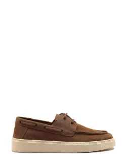 Off The Hook Brown Daly Suede Leather Casual Lace-Up Boat Shoes