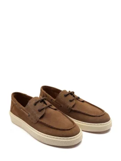 Off The Hook Brown Daly Suede Leather Casual Lace-Up Boat Shoes