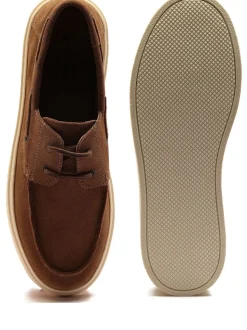 Off The Hook Brown Daly Suede Leather Casual Lace-Up Boat Shoes