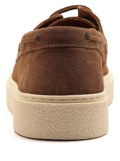 Off The Hook Brown Daly Suede Leather Casual Lace-Up Boat Shoes