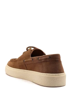 Off The Hook Brown Daly Suede Leather Casual Lace-Up Boat Shoes