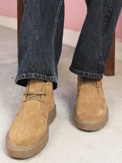 Off The Hook Brown Jethro Suede Leather Casual Lace-Up Chukka Boots
