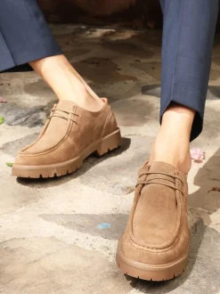 Off The Hook Brown Jovi Casual Lace-Up Suede Leather Boat Shoes