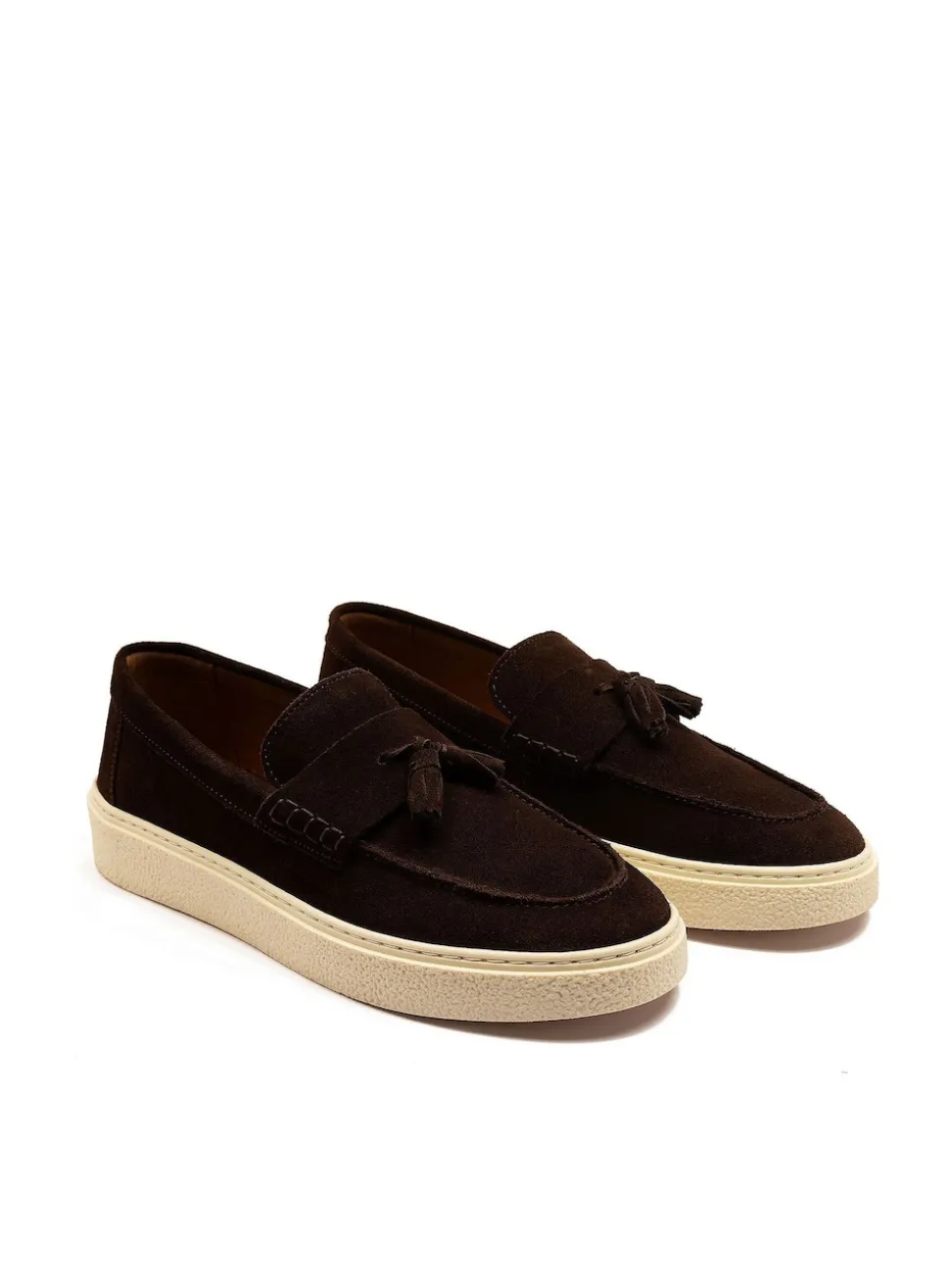 Off The Hook Brown Rory Suede Tassel Loafers with Flat Sole