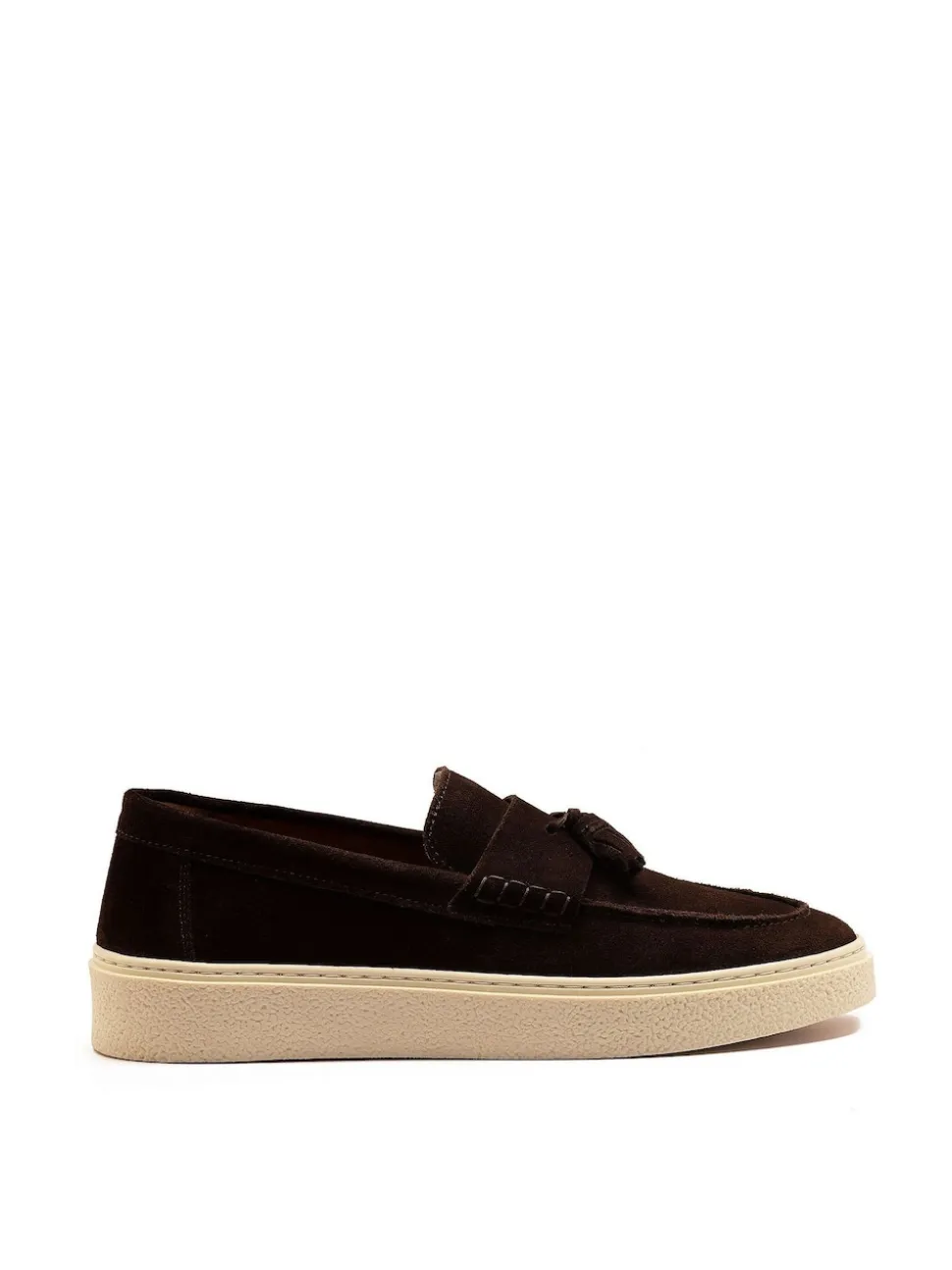 Off The Hook Brown Rory Suede Tassel Loafers with Flat Sole