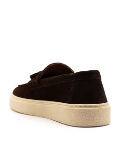 Off The Hook Brown Rory Suede Tassel Loafers with Flat Sole