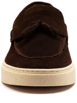 Off The Hook Brown Rory Suede Tassel Loafers with Flat Sole