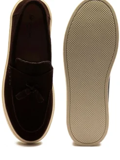 Off The Hook Brown Rory Suede Tassel Loafers with Flat Sole