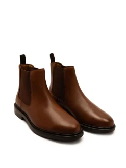 Off The Hook Brown Torrance Leather Slip On Chelsea Boots